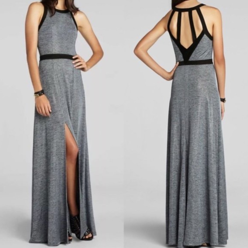 Bcbgeneration Gray Shimmer Metallic Split Front S… - image 1